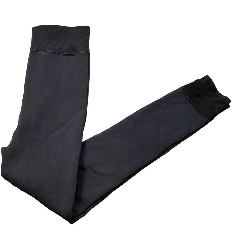 Brand New Chrleisure Brand Black Fleece Lined Leggings Double Bottom Hem Small